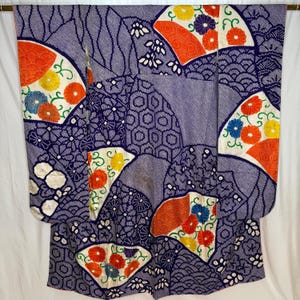 Kimono japonés vintage Furisode, bata formal de manga larga para mujer - Royal Fans