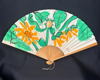 Vintage Japanese Folding Fan Sensu Traditional Kimono Accessory - Van Gogh Summer