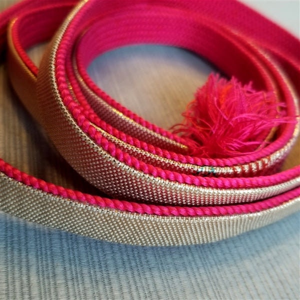 vintage Obi Jime Japonais Kimono Obijime Cord Fashion Belt - Fuschia et Or