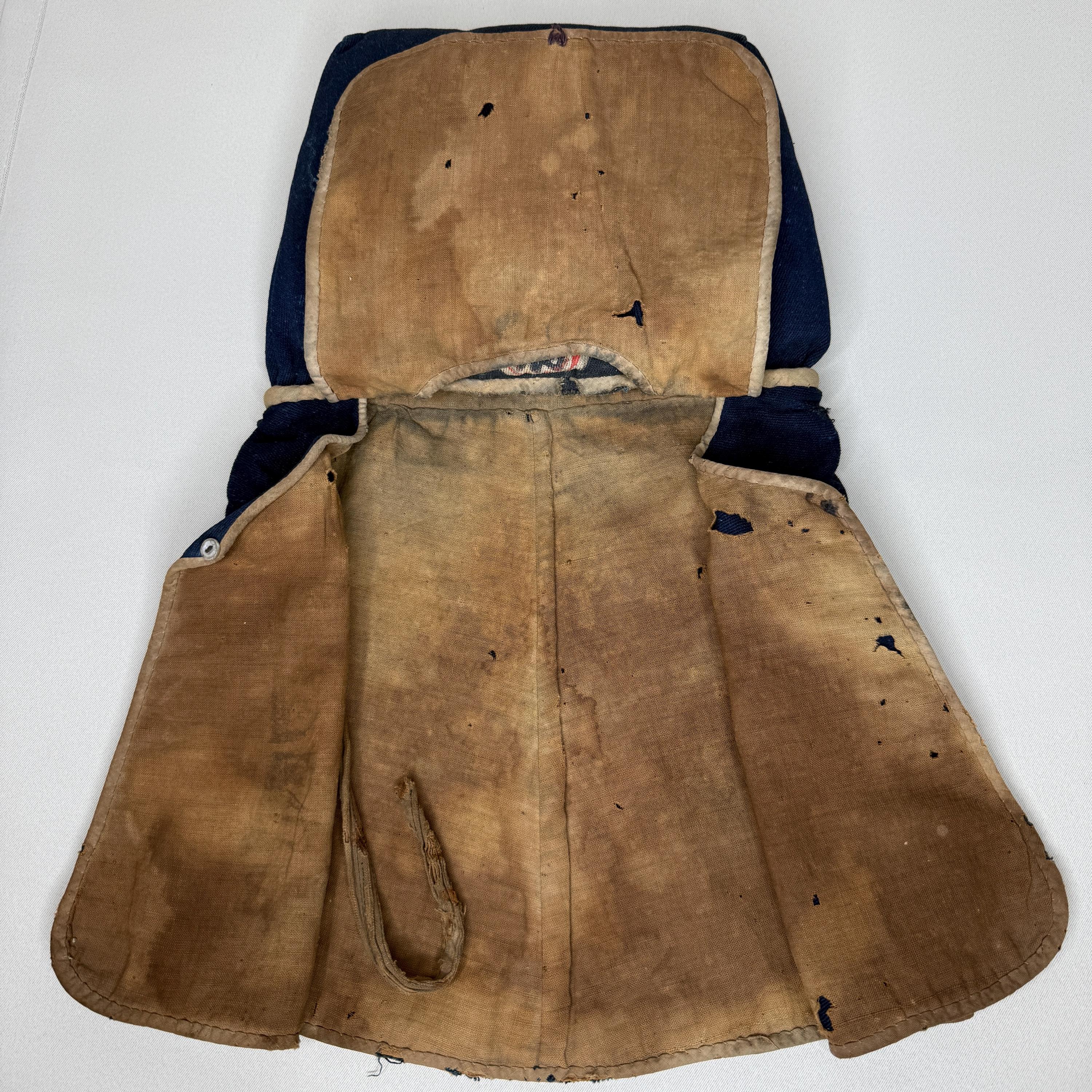 Antique Japanese Fireman's Hood Hat Hikeshi Zukin Indigo Blue