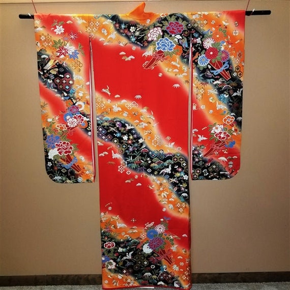 Vintage Japanese Wedding Kimono Kakeshita Formal … - image 1