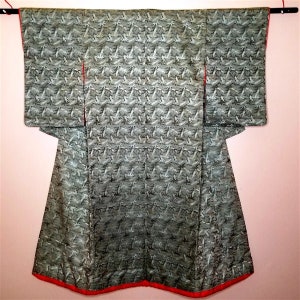 Antique Japanese Wedding Kimono Uchikake Bridal Gown Meiji Vintage - Antique Bamboo