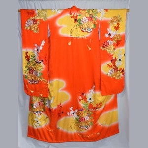 Vintage Japanese Wedding Kimono Kakeshita Bridal Dress Women's - Floral Carts