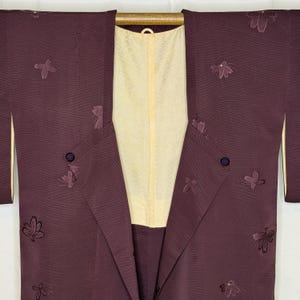 Vintage Japanese Kimono Modified Michiyuki Coat Japanique Jacket XL Free Size - Sakura Butterfly