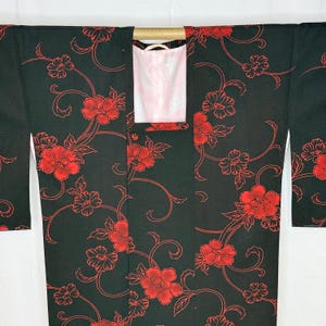 Vintage Japanese Michiyuki Jacket Kimono Coat Woman&#39;s - Midnight Camellias