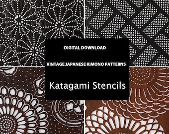 日本の型紙 = Traditional Japanese Stencil Pa… Antique Japanese Katagami Paper Kimono Stencil Cherry