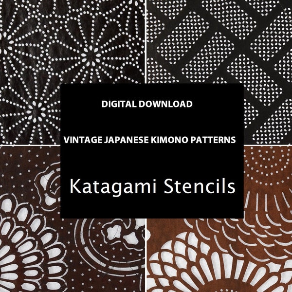 Digital Download Vintage Japanese Kimono Pattern - Katagami Stencils