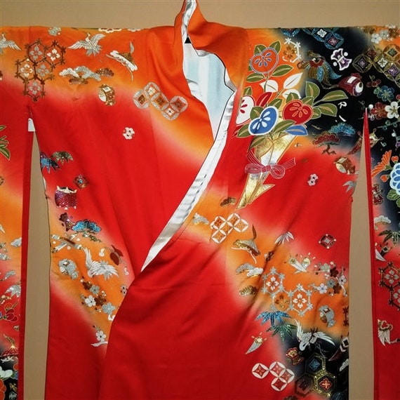 Vintage Japanese Wedding Kimono Kakeshita Formal … - image 6