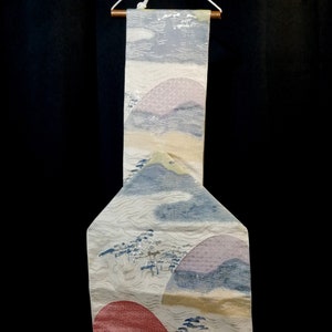 Vintage Japanese Obi Kimono Belt Nagoya Style Silk Sash Wear or Display - Rounded Peaks