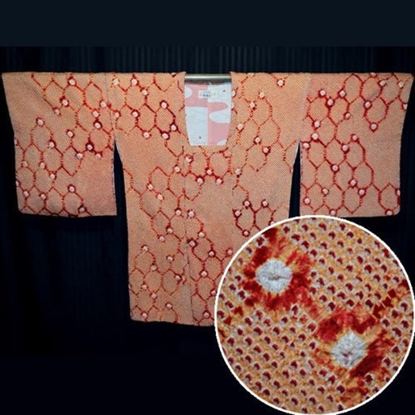 Vintage Japanese Michiyuki Woman's Jacket for Kimono Shibori Silk - Fishnet