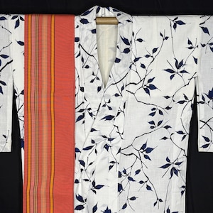 Vintage Japanese Yukata Kimono Robe Woman&#39;s Casual Summer Kimono with Obi Belt Authentic Traditional Clothing - Evening Stroll