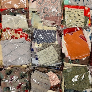 1 lb Kimono Fabric Mix Random Surprise Bundle Vintage Japanese Remnants Scraps for Crafting, Sewing, Quilting, Piecework, Collage