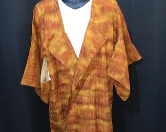 Modified Vintage Japanese Kimono Jacket Michiyuki XL Free Size - Puckered Sunset