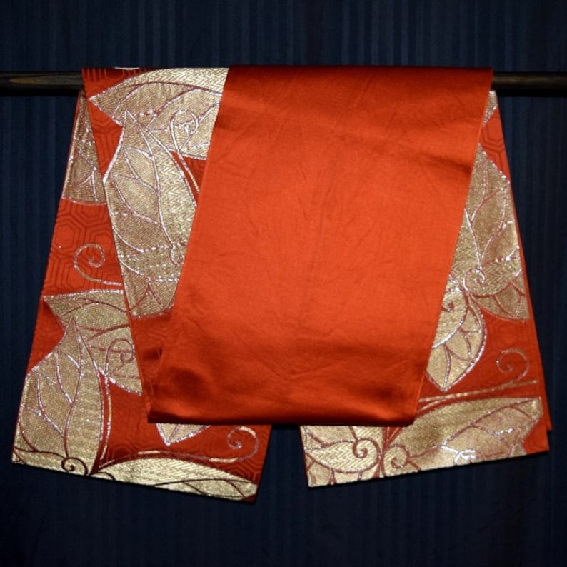 Gold Butterflies Obi Kimono Belt Vintage Japanese Fukuro Style Silk Obi Sash