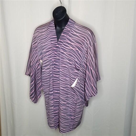 Retro Vintage Japanese Silk Kimono Jacket Haori S… - image 1