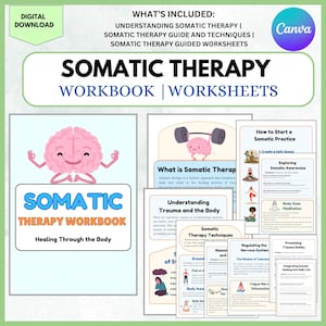 Arbeitsbuch für somatische Therapie, Emotionsregulation, somatische Übungen, sensorische Wahrnehmung, Traumaheilung, Therapietherapie, somatische Arbeitsblätter