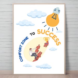 Comfort Zone to Success Print: Inspirational Office Decor (Digital Download)