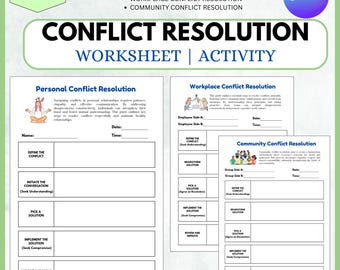 Conflict Resolution Worksheets, Communication Skills (Digital Download)