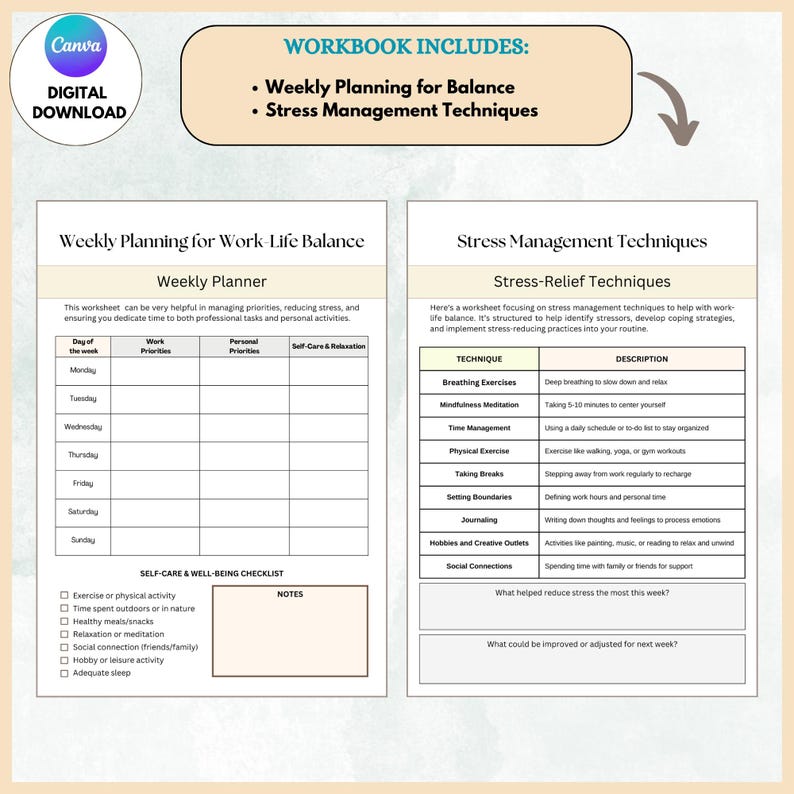Work-life Balance Workbook: SMART Goals, Daily Focus (PDF) - Etsy