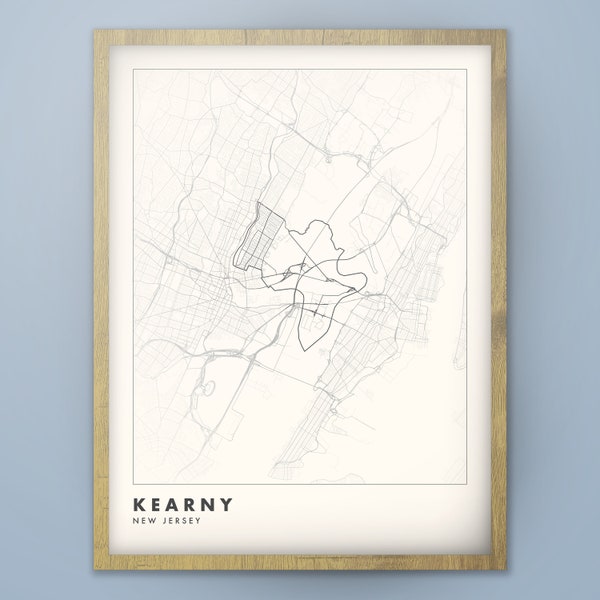 Kearny, NJ Map | New Jersey Town Poster | Detailed Natural View from Above