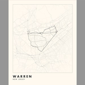Warren, NJ Map - Digital Art (Warren Township, New Jersey)