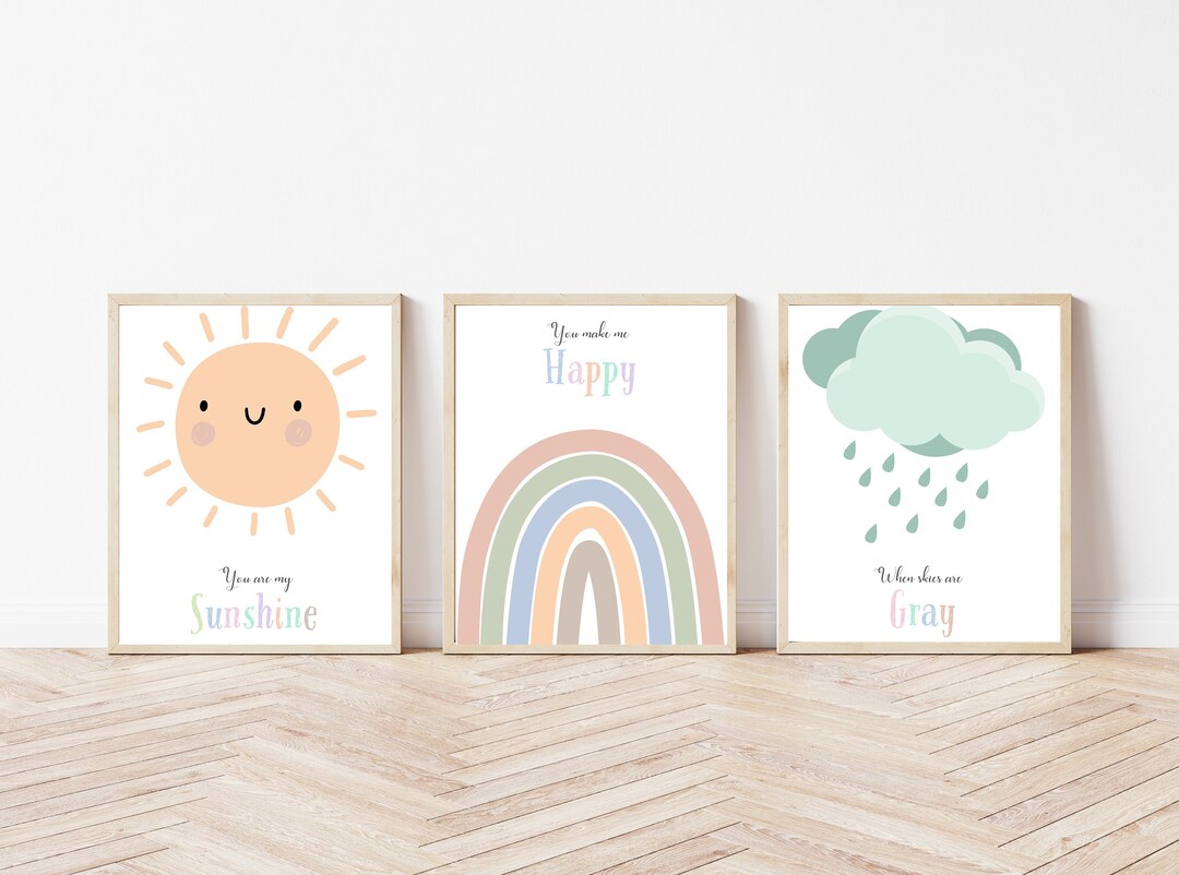 You Are My Sunshine Poster, Sunshine Nursery Decor , Set of 3, Boho ...