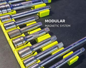 Magnetic Socket Extension Holder, 3D Printed Modular Tool Organizer, Space-Saving Storage, Fits ICON, Quinn, Pittsburgh, Craftsman & More