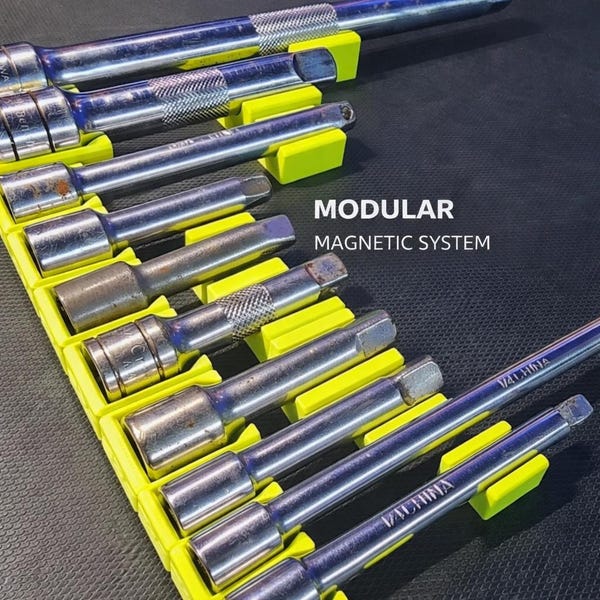 Magnetic Socket Extension Holder, 3D Printed Modular Tool Organizer, Space-Saving Storage, Fits ICON, Quinn, Pittsburgh, Craftsman & More