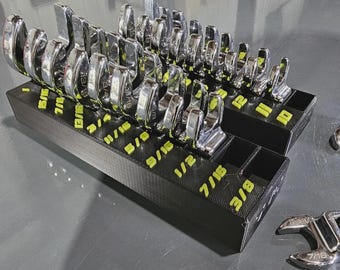 Magnetic Crowfoot Wrench Organizer – Fits ICON 56381 56382 | SAE & Metric 3/8 Drive Holder | 3D Printed Holder