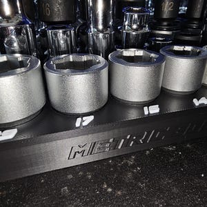 Custom Magnetic Holder | PITTSBURGH 3/8&quot; Drive Metric Bolt Extractor Socket Set 9 Pc. | Toolbox Organizer | Socket Rail with Strong Magnets