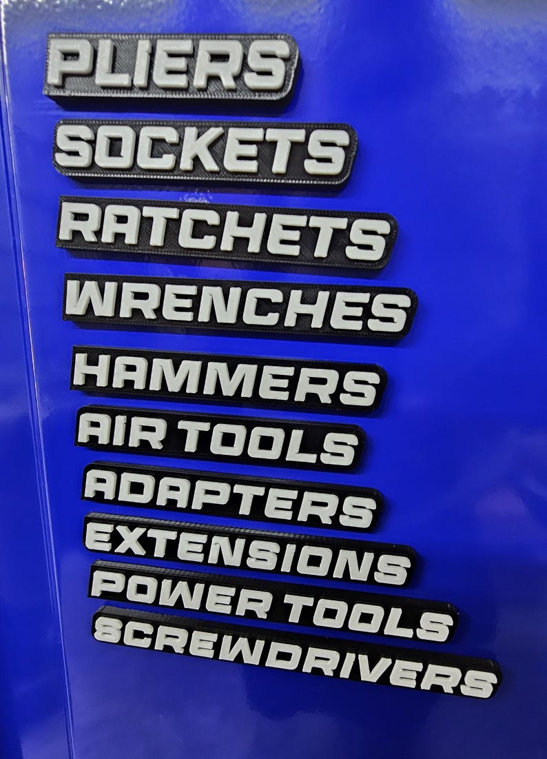 Toolbox Labels | Custom Magnetic Drawer Labels for Toolboxes, Cabinets & Shelving | Personalized 10 Pack image 8