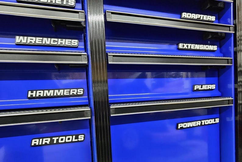 Toolbox Labels | Custom Magnetic Drawer Labels for Toolboxes, Cabinets & Shelving | Personalized 10 Pack image 12
