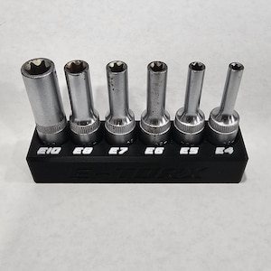 Custom Magnetic Holder | PITTSBURGH 68017 6 Pc. 1/4&quot; E-Socket Set Organizer | External E-TORX Socket Rail with Strong Magnets by S3C