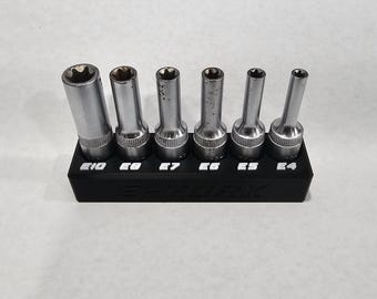 Magnetic E Torx Socket Organizer – Fits Pittsburgh 68017 | 1/4 Drive 3D Printed Holder | External E Socket Storage 6pc