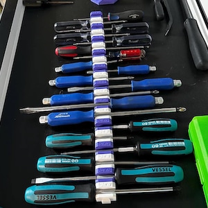 SLIM FIT Narrow Magnetic Screwdriver Organizer | Nut Driver Holder | Toolbox Organizer