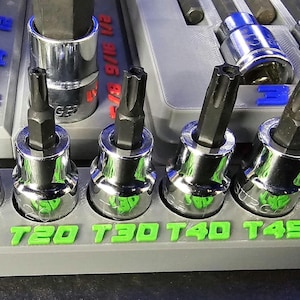 S3C - Standing Torx Socket Organizer for 6 piece Pittsburg set from Harbor Freight 67886 or 94188