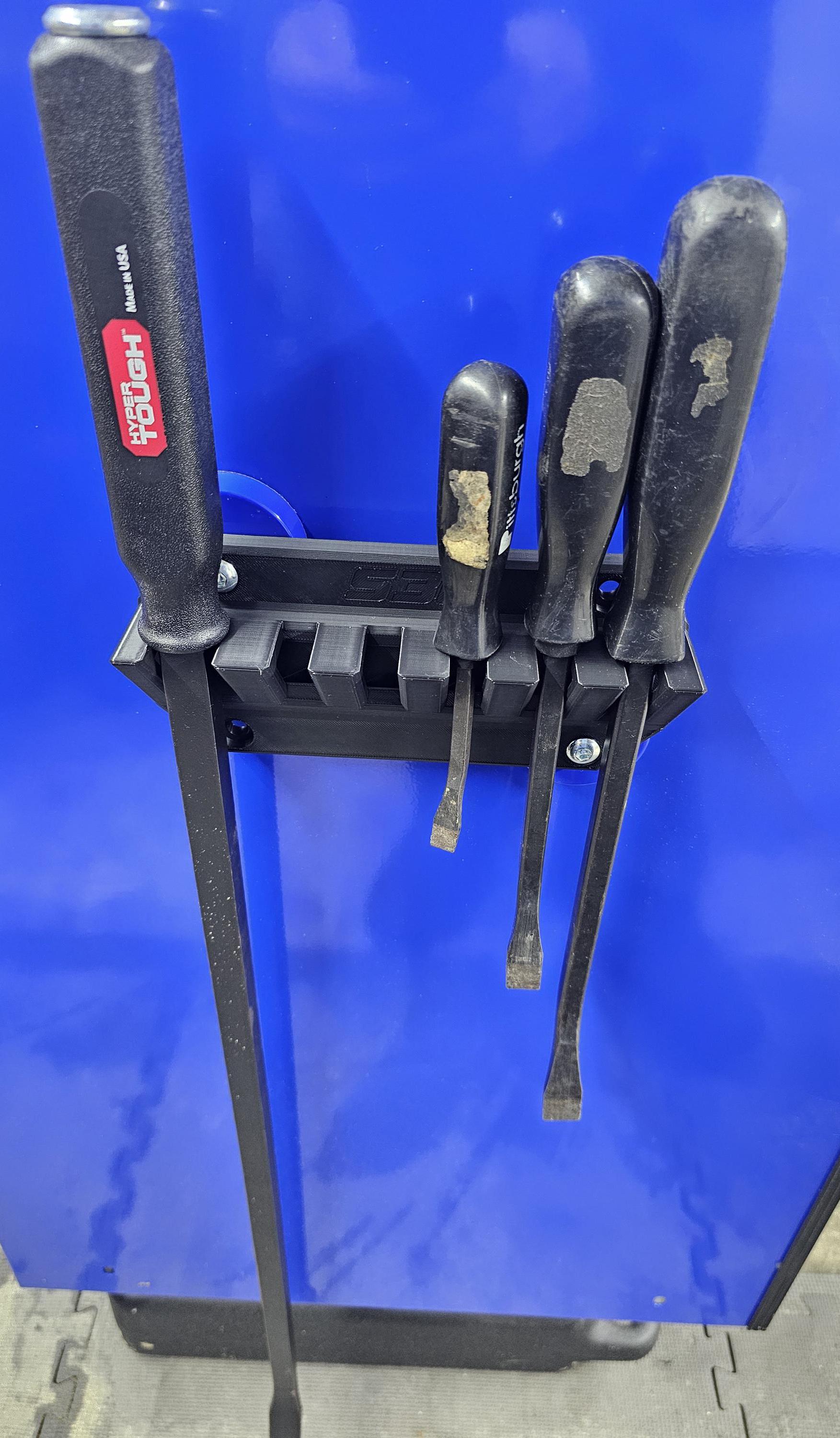 Pry Bar Holder Wall Mount Organizer 6 Slot for Pry Bars / Can Be Used With Magnets