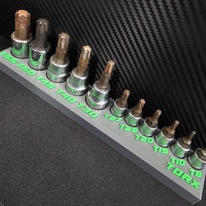 Torx Socket Holder for 11 piece Stanley Set Torx Organizer for 11 Piece 3/8&quot; & 1/4&quot;  by S3C