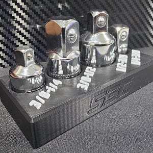 Magnetic Adapter Holder for Toolbox Organizer for 4 Piece Socket Adapter Set for Toolbox Organization fits Pittsburgh, Quinn, & ICON