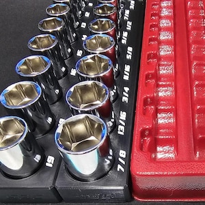 Magnetic Semi Deep Socket Organizer – Fits ICON 59619 59622 | 3/8 Drive SAE & Metric Holder | 3D Printed Space Saving Tray