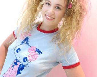 SALE Kawaii geisya kitty tee