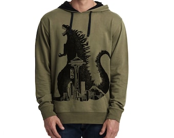 Sudadera con capucha pesada de algodón unisex Seattle Godzilla