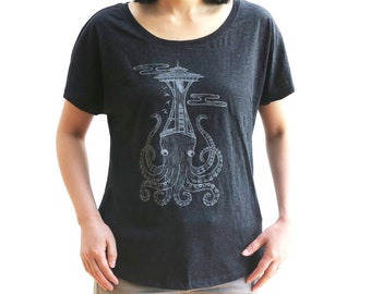 Seattle Giant Octopus Tri-Blend Racerback Dolman T shirt