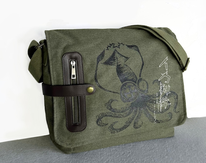 Featured listing image: Mad Science Squid messenger bag KHAKI GREEN