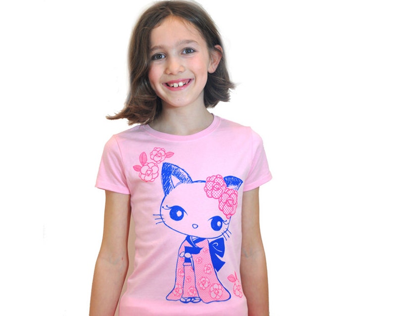 Girl kimono Kitty Tee image 2