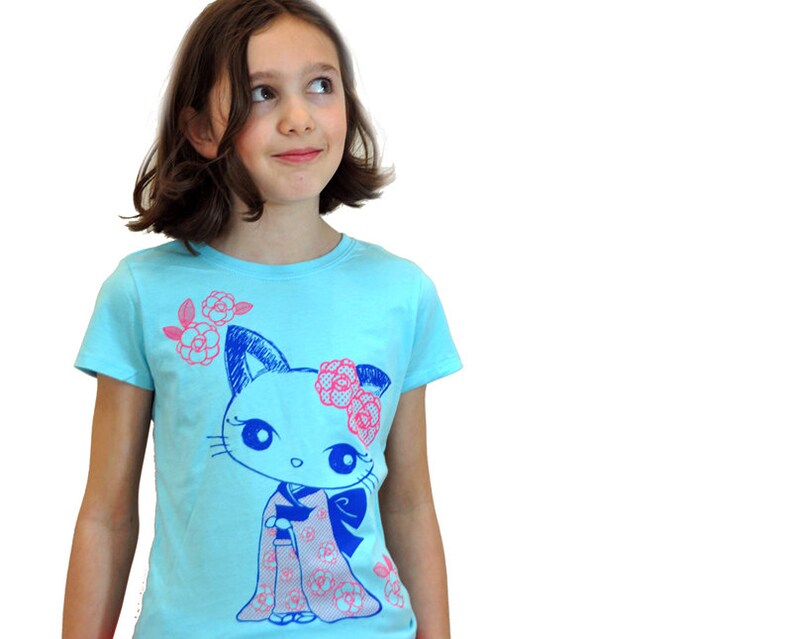 Girl kimono Kitty Tee image 1