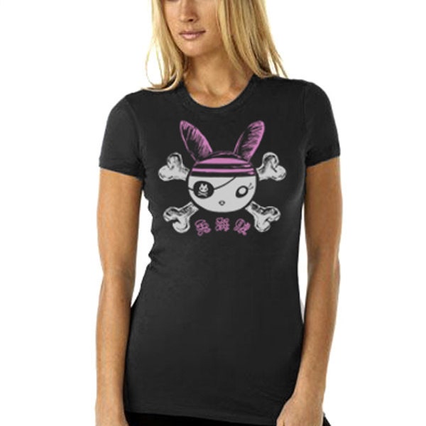 Black Bunny Pirate woman Tee S, M , L and XL