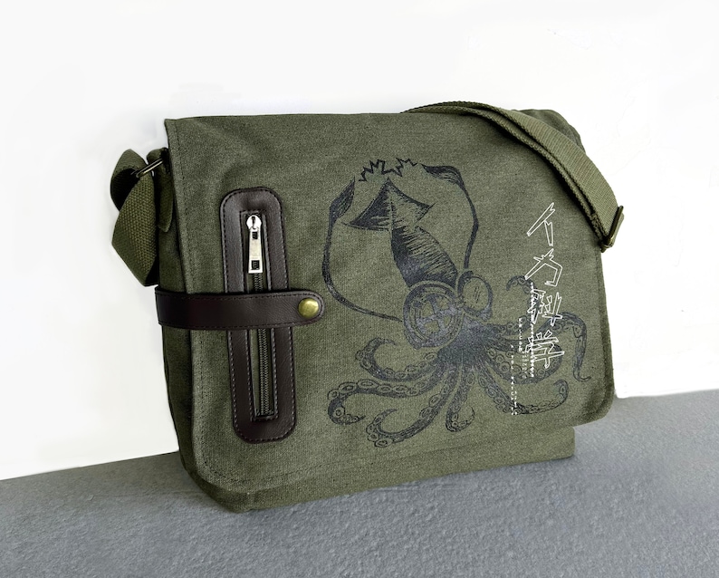 Mad Science Squid messenger bag KHAKI GREEN image 1