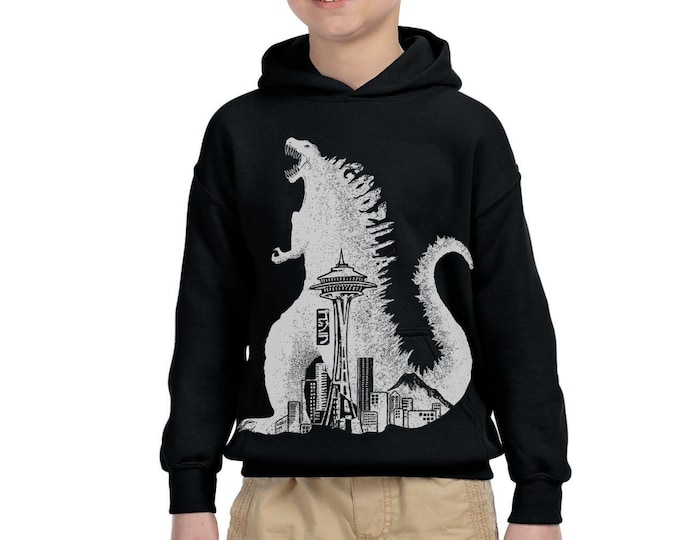 Featured listing image: Kids Seattle Godzilla Pullover Hooded Sweatshirt