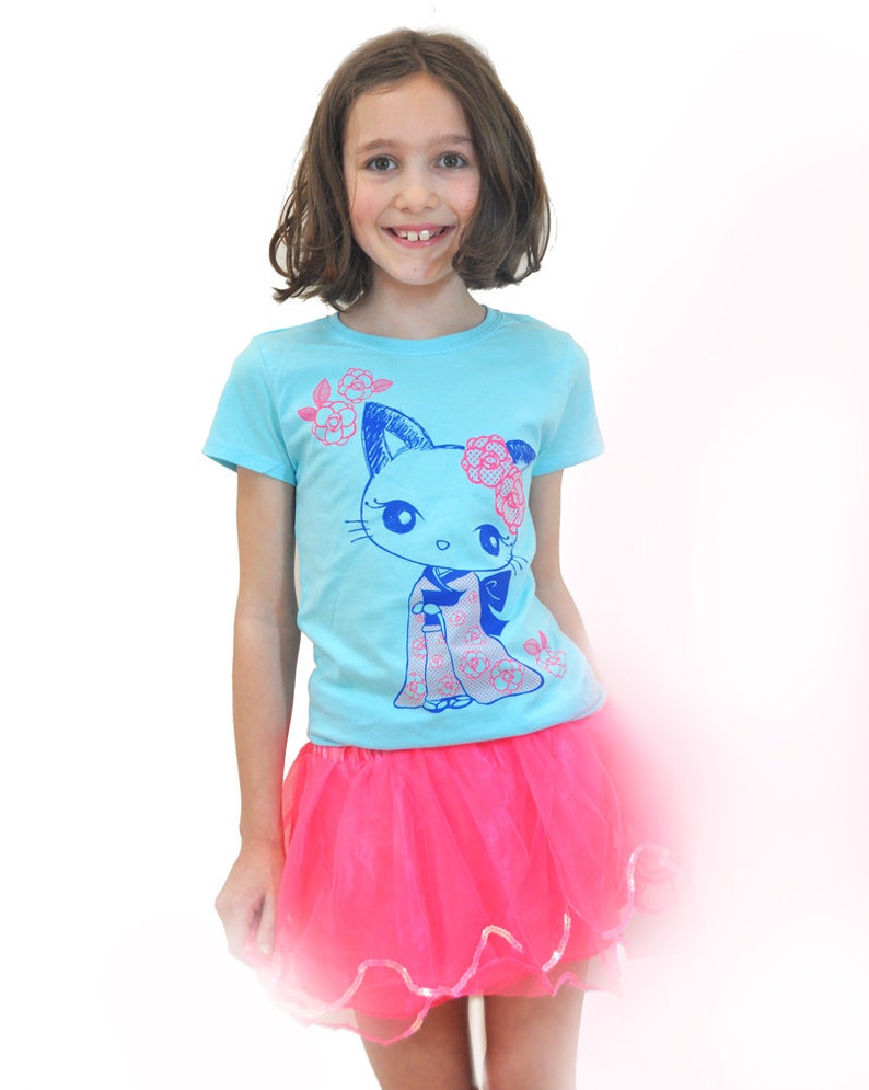 Girl kimono Kitty Tee image 4